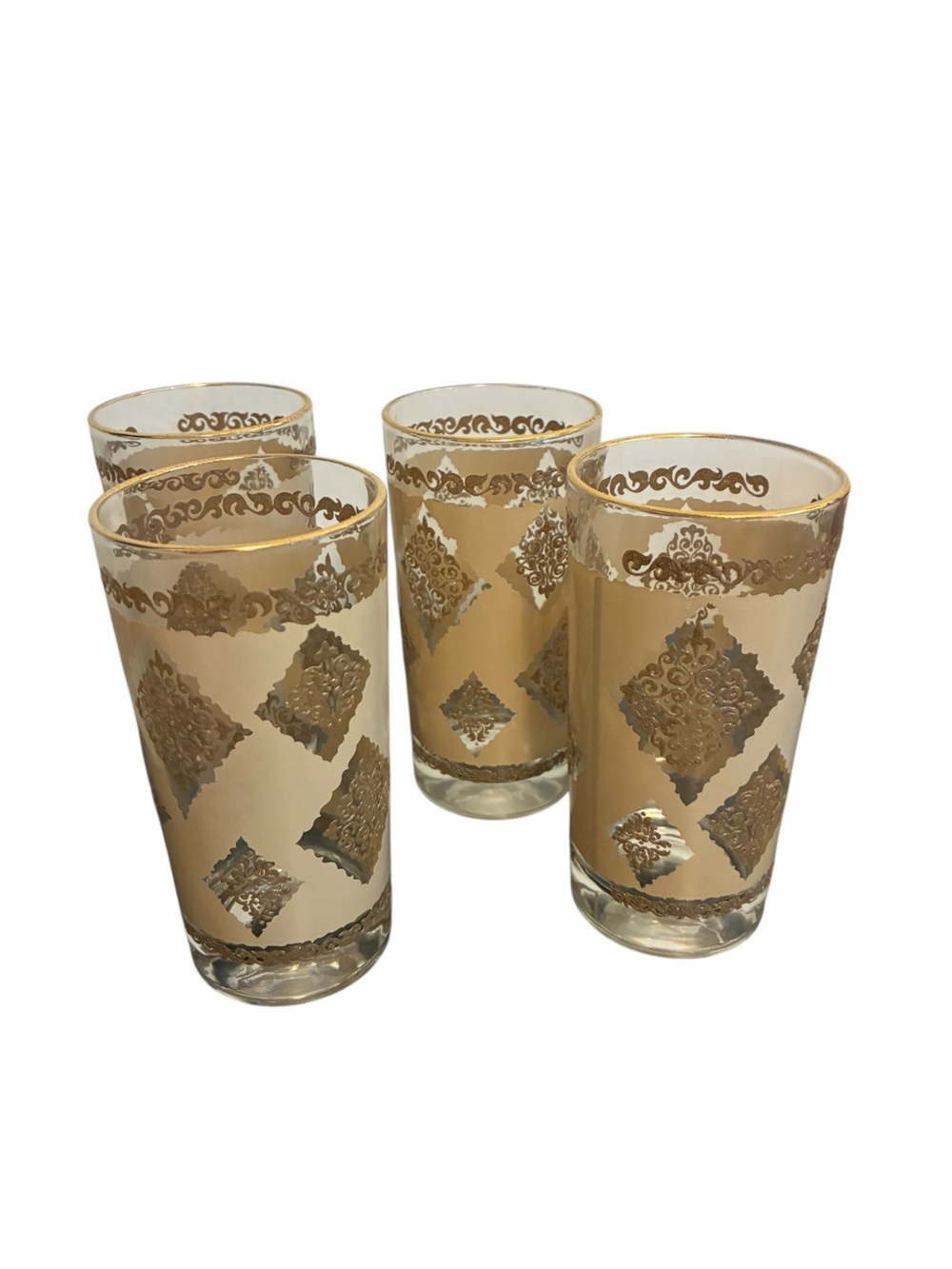Hazel Atlas Vintage Mid Century Diamond Glasses Set of 4
